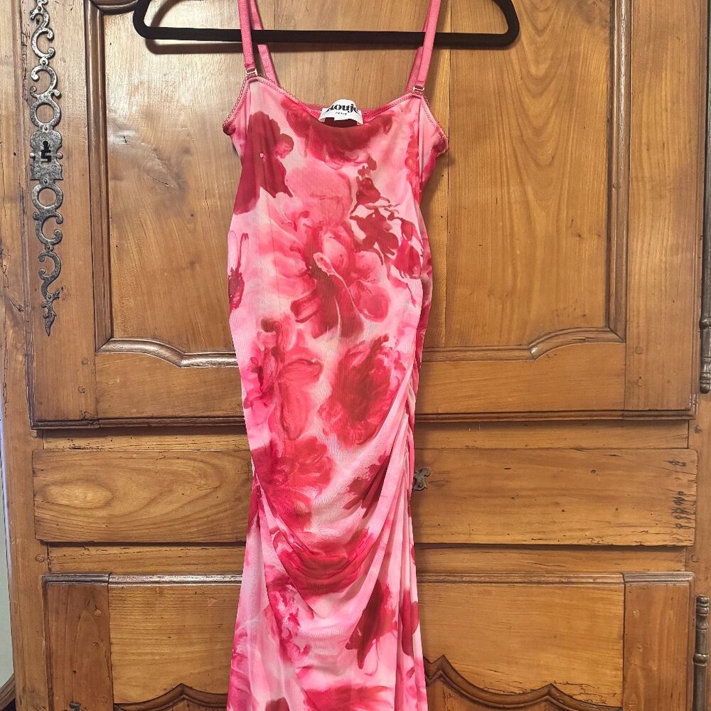 Rouje Pink and Red Floral Midi Dress